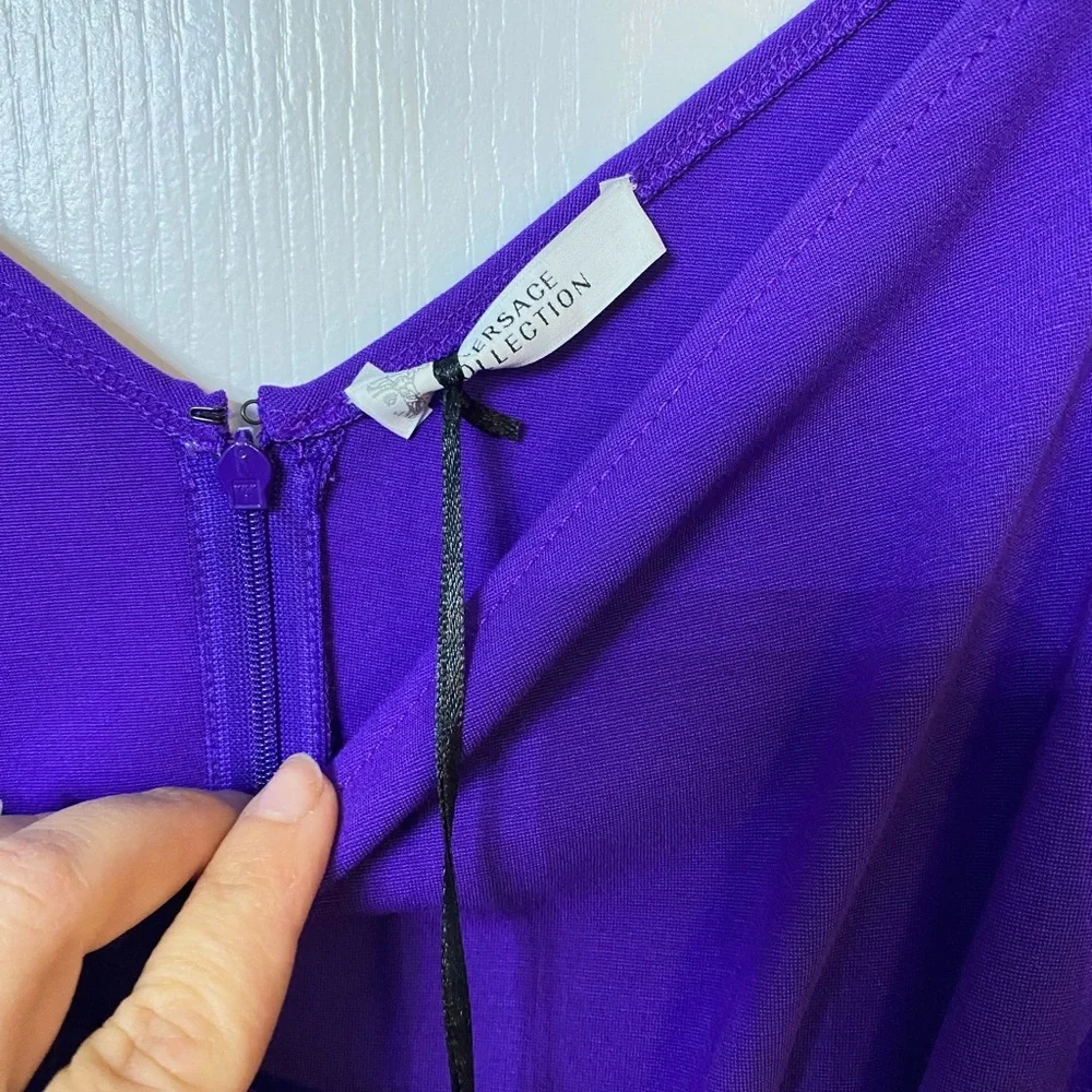 NWT 100% authentic Versace collection purple dress 3/4 length sleeves size 46 - Picture 4 of 8